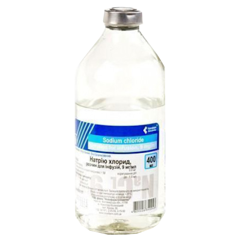 НАТРІЮ ХЛОРИД. Розчин для інфузій 9 мг/мл по 400 мл (4820026340043)